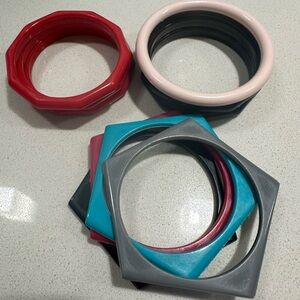 Colorful Geometric Bangle Set vintage 80’s